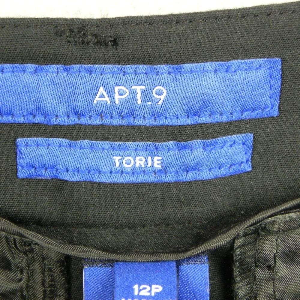 Apt 9 Pants Womens 12P Torie Dress Slacks Suit Stretch‎ Flex Flat Front Black